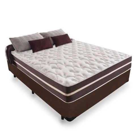 Cama Base Box Casal + Colchão de Molas - Anjos - Classic Superlastic - Marrom