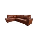 Ver imagem 1 de Sofá de Couro Canto Marrocos 3 Lugares com Chaise Esquerda Conhaque com Brilho - Mempra Design