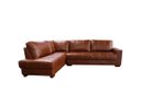 Ver imagem 2 de Sofá de Couro Canto Marrocos 3 Lugares com Chaise Esquerda Conhaque com Brilho - Mempra Design