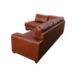 Sofá de Couro Canto Marrocos 3 Lugares com Chaise Esquerda Conhaque com Brilho - Mempra Design - 6