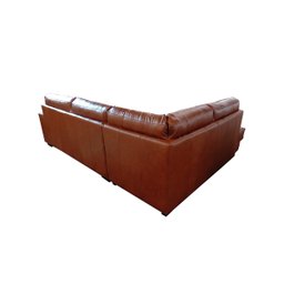 Sofá de Couro Canto Marrocos 3 Lugares com Chaise Esquerda Conhaque com Brilho - Mempra Design - 7