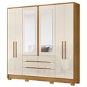 Ver imagem 5 de Guarda Roupa Casal Ambiente San Francisco 6 Portas Freijó Off White com Espelho - Moval