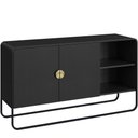 Ver imagem 2 de Aparador Buffet para Sala de Jantar 2 Portas Industrial 135cm Alek A03 Nero Preto - Lyam Decor