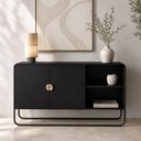 Ver imagem 1 de Aparador Buffet para Sala de Jantar 2 Portas Industrial 135cm Alek A03 Nero Preto - Lyam Decor