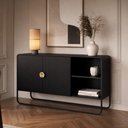 Ver imagem 3 de Aparador Buffet para Sala de Jantar 2 Portas Industrial 135cm Alek A03 Nero Preto - Lyam Decor