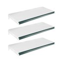 Ver imagem 1 de Kit 3 Bandejas Prateleiras 40x91 Para Gôndolas New Plus Com Porta Etiquetas Verde - SA Gôndolas