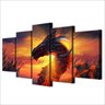Quadro Decorativos Dragão com 5 peças 130x65 1 - 2