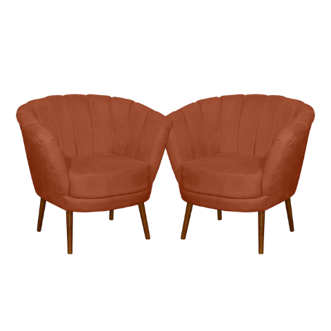 Kit 02 Poltrona Pétala Flor Decorativa Suede