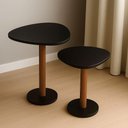 Ver imagem 1 de Kit 2 Mesas Laterais de Canto Monopé com Tampo Orgânico Preto
