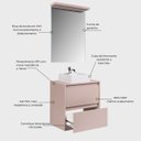 Ver imagem 2 de Gabinete para Banheiro com Cuba e Espelho com LED 60cm MDF Rosa Dubai - On Móveis