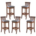 Ver imagem 1 de Kit 5 Banquetas Alta Estofada Anthurium 36 x 100 Cm Madeira Maciça Imbuia Linho Cinza L55 - RMI
