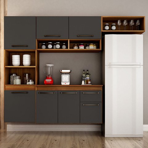 Cozinha Compacta Suspensa 6 Portas e 2 Gavetas Liz