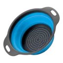Ver imagem 1 de Kit 2 Escorredor Silicone Retrátil Utensílio Cozinha Macarrão Arroz Salada Frutas Legumes Cor: Azul