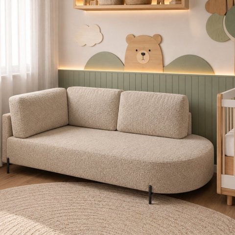 Cama Babá Infantil Orgânica Lado Direito para Quarto de Bebê Afeto