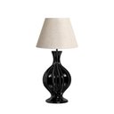 Ver imagem 1 de Abajur Preto Para Sala Grande Decoração Em Cerâmica Com Cúpula De Tecido