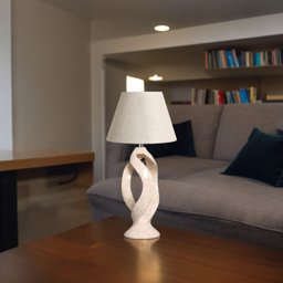 Abajur Bege para Decoração de Sala com Cúpula de Tecido Grego - 5