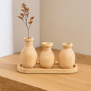 Ver imagem 2 de Kit em Madeira com Bandeja e 3 Mini Vasos Natural