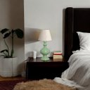 Ver imagem 4 de Abajur Imperial Pequeno Verde Brilhante em Cerâmica com Cúpula de Tecido