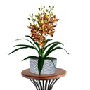 Ver imagem 6 de Kit 6 Galhos Orquídeas Artificiais Laranja Premium Silicone Flores Realistas Decorativas