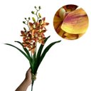 Ver imagem 4 de Kit 6 Galhos Orquídeas Artificiais Laranja Premium Silicone Flores Realistas Decorativas