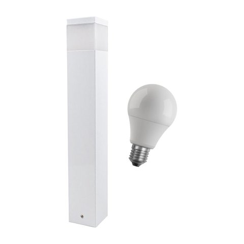 Poste Luminária Jardim 50cm Em Alumínio Branco + Led 12w Br. Quente St222