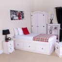 Ver imagem 3 de Cama de Solteiro com Gaveteiro de Madeira Branco Lavado