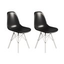 Ver imagem 1 de Conjunto 2 Cadeiras Eames Tubo Ferro Branco Assento Preto