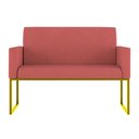 Ver imagem 6 de Kit 2 Poltronas + Namoradeira Lugares Recepção Base Dourada Rosa