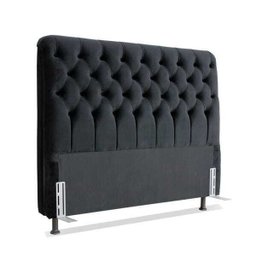 Cabeceira de Cama Box Casal 138cm Larhome Padua Tecido Suede Veludo Preto - 1