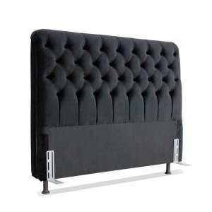 Cabeceira de Cama Box Casal 138cm Larhome Padua Tecido Suede Veludo Preto