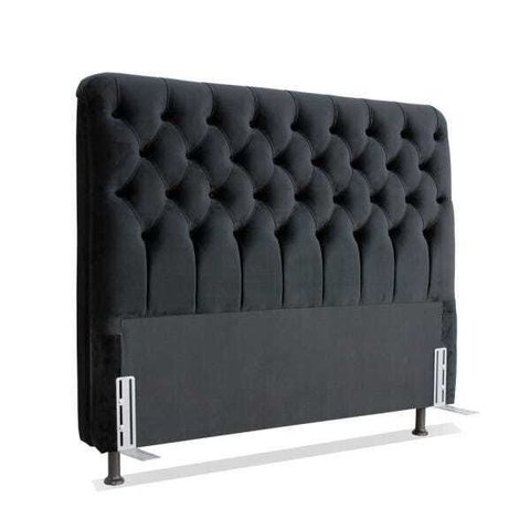 Cabeceira de Cama Box Casal 138cm Larhome Padua Tecido Suede Veludo Preto