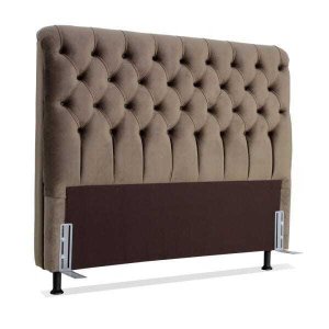 Cabeceira de Cama Box Casal 138cm Larhome Padua Tecido Suede Veludo Marrom