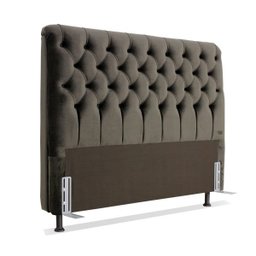 Cabeceira de Cama Box Casal 138cm Larhome Padua Tecido Suede Veludo Marrom Escuro - 1