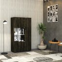 Ver imagem 2 de Armário Alto com Nicho e 03 Portas 161,5x90x42cm Wlan90 Carvalho Dark - Branco