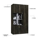 Ver imagem 3 de Armário Alto com Nicho e 03 Portas 161,5x90x42cm Wlan90 Carvalho Dark - Branco