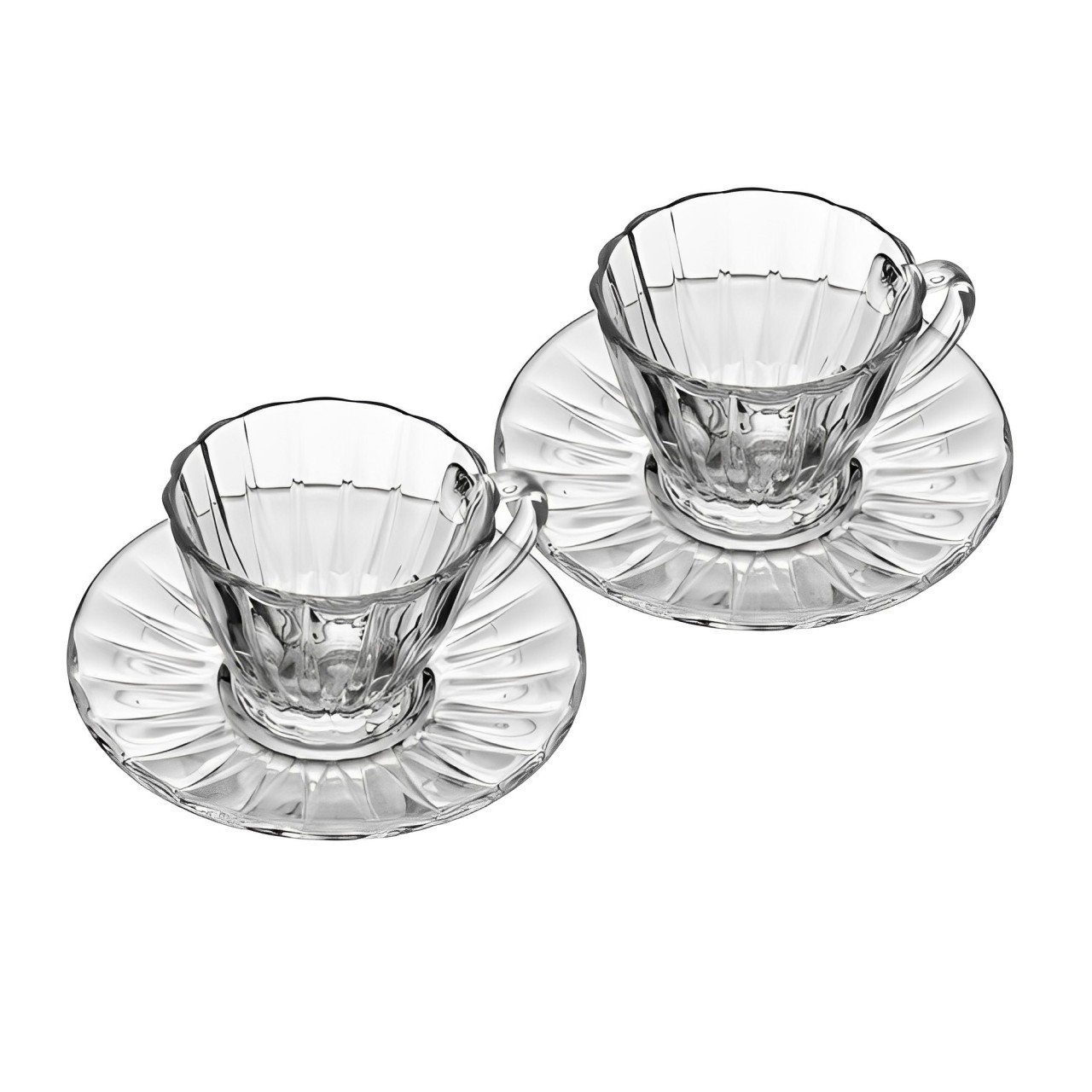 Conjunto 2 Xícaras para Café de Cristal com Pires Radial 70ml