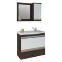 Ver imagem 1 de Gabinete de Banheiro com Cuba e Espelheira Grecia 65cm Cafe/branco - Mgm