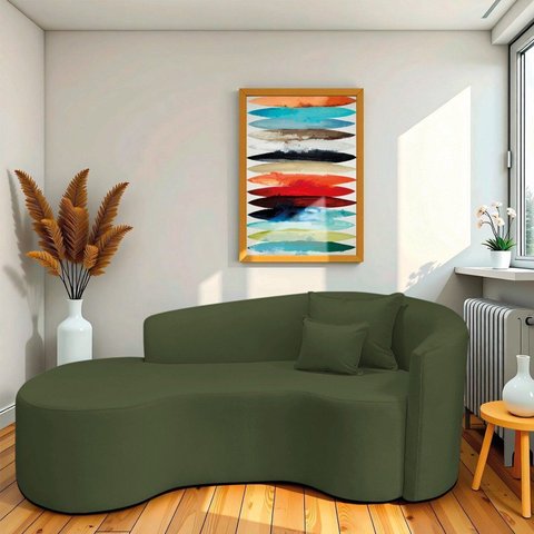 Recamier Curvo Orgânico 180cm 3 Lugares Lado Esquerdo para Sala de Estar em Linho Londres