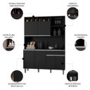 Ver imagem 3 de Kit Cozinha Compacta 130cm com 6 Portas 1 Gaveta Alice AJL Móveis - Preto Fosco