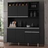 Kit Cozinha Compacta 130cm com 6 Portas 1 Gaveta Alice Cinza Escuro - Ajl Móveis - Preto Fosco - 2