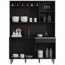 Ver imagem 5 de Kit Cozinha Compacta 130cm com 6 Portas 1 Gaveta Alice AJL Móveis - Preto Fosco