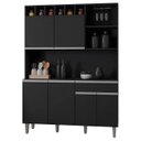 Ver imagem 2 de Kit Cozinha Compacta 130cm com 6 Portas 1 Gaveta Alice AJL Móveis - Preto Fosco
