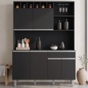 Ver imagem 1 de Kit Cozinha Compacta 130cm com 6 Portas 1 Gaveta Alice AJL Móveis - Preto Fosco