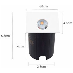 Arandela Balizador Led Embutir Parede Quadrado 2w 3000k - 4