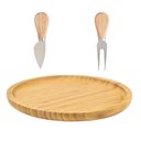 Ver imagem 1 de Kit Bandeja Bambu 25 Cm, Cortador e Garfo para Queijos Utensilios do Chef