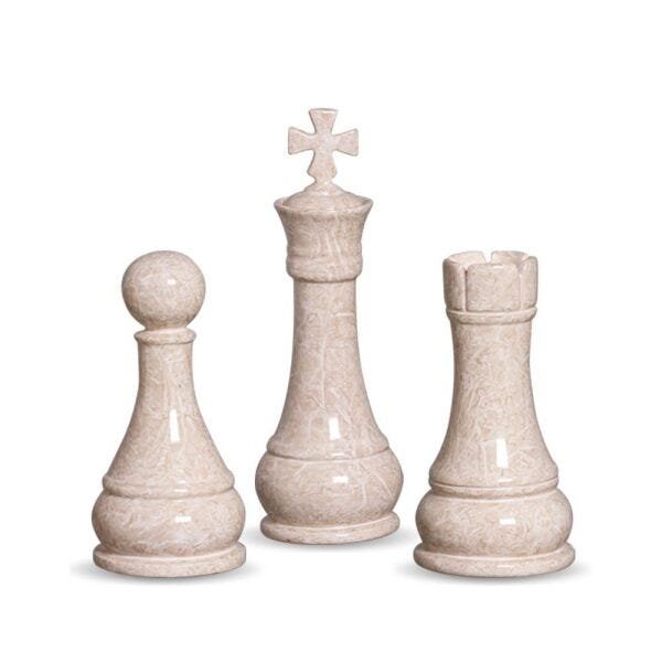 Kit Decor Chess C/2 Peças De Xadrez Rei E Rainha Dourado