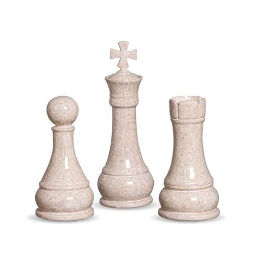 Trio Peças De Xadrez Rei, Rainha E Peão Decoração Em Cerâmica