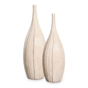 Dupla Vaso de Chão Sevilha Decoração em Cerâmica Bege Petra