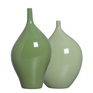 Dupla Garrafa Munique Decoração Em Cerâmica Verde Brilhante