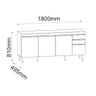 Balcão Ágatha 180cm Branco C/ Tampo - Vallisa Decor - 4
